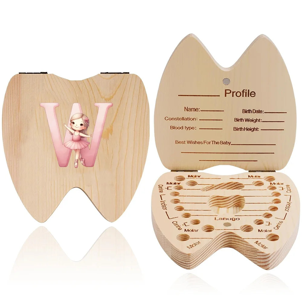 Wooden Baby-Tooth Keepsake Box, Letter Options