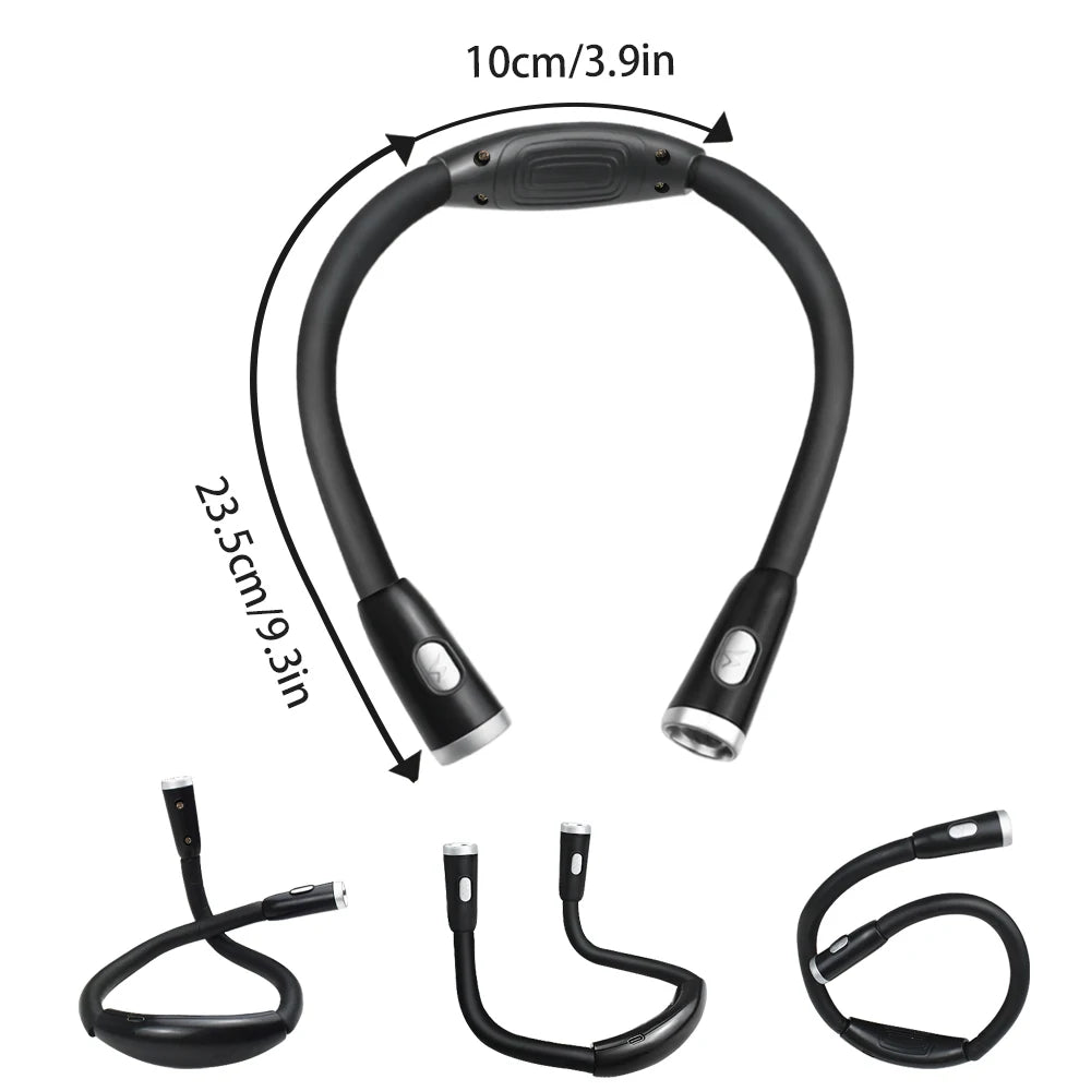 Rechargeable LED Neck Reading Lamp, USB Charging, Black or White