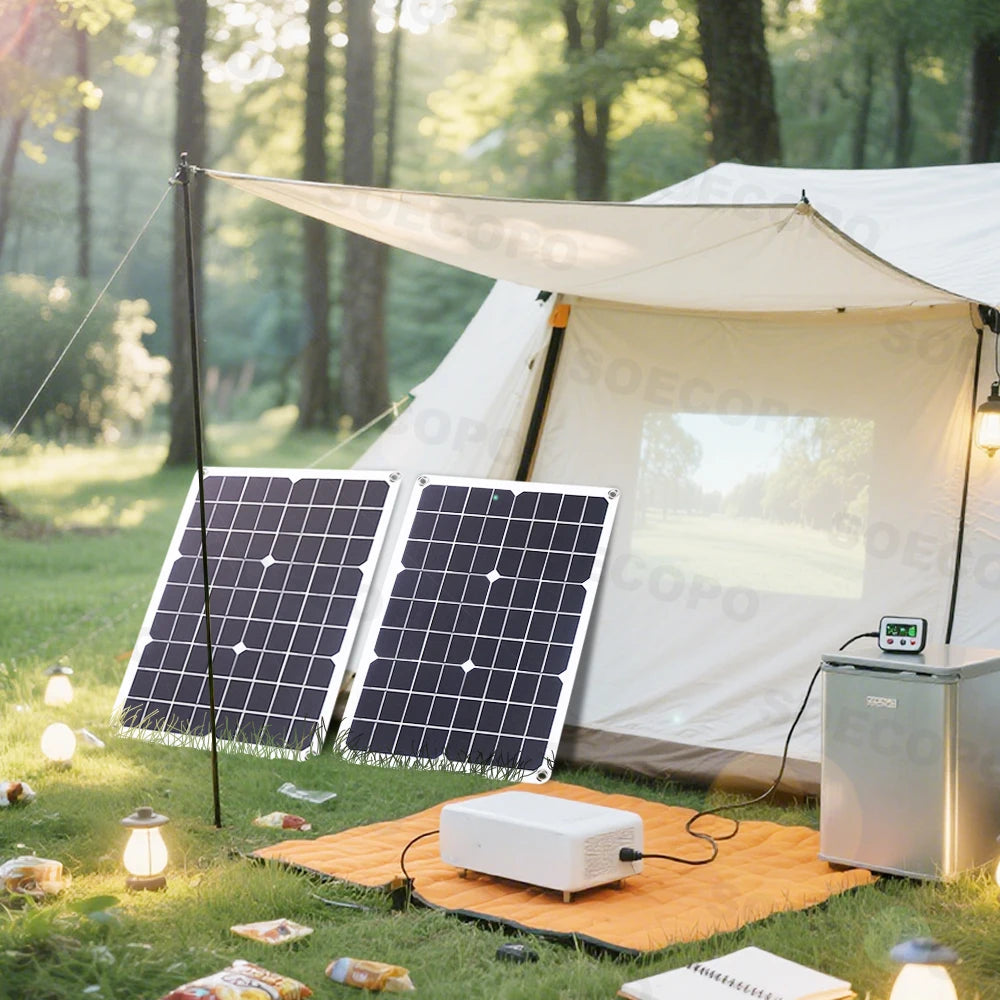 (U.S Stock ) SOECOPO 1000W Portable Solar Panel Kit 2*500W Photovoltaic Panels for Camping Free 100A Controller USB Home Balcony