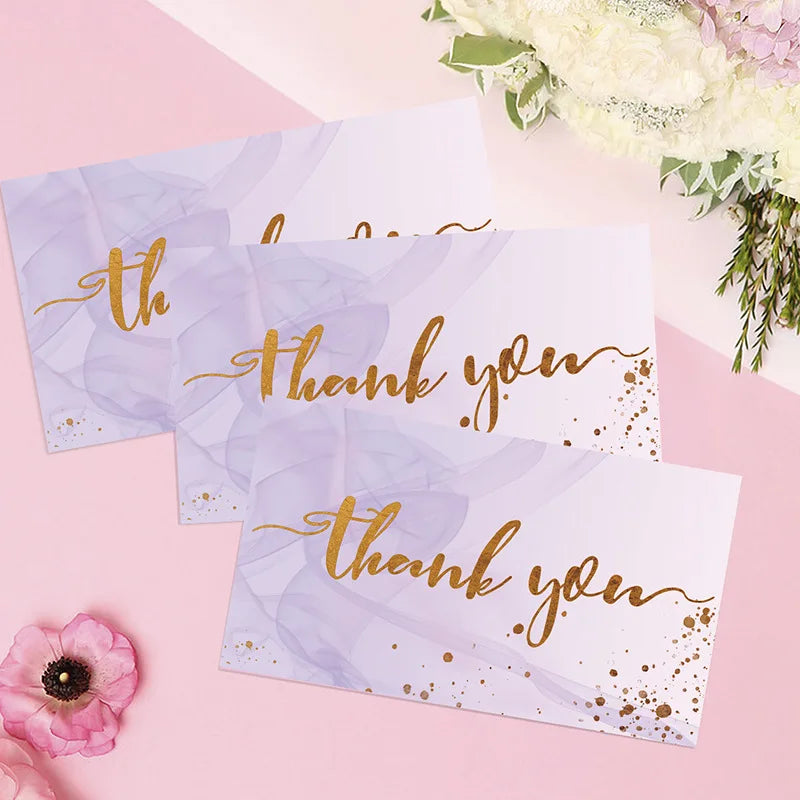 Gold Textured Thank You Cards - 50 Pack Elegant Gratitude Notes