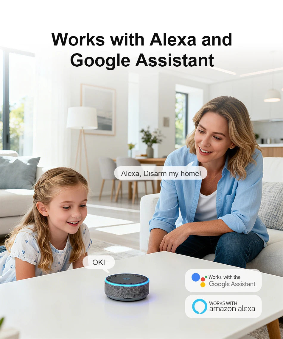 PGST Kit de système d'alarme antivol intelligent 4G WiFi Works with Tuya Works with Smart Life Connexion sans fil Ensemble de capteurs Télécommande Alerte en temps réel Sécurité domicile Bureau Entrepôt Euro