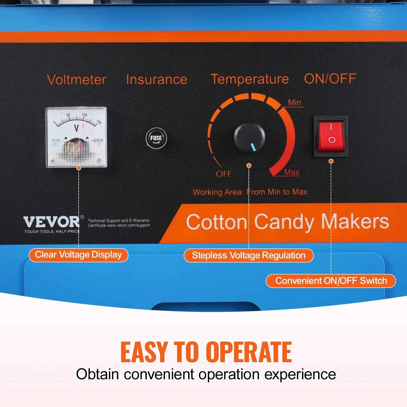Electric Cotton Candy Machine with Cart, Stainless Steel Bowl, Scoop and Drawer