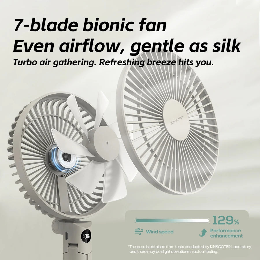 Genopladelig KC-F80-stativventilator med digitalt display