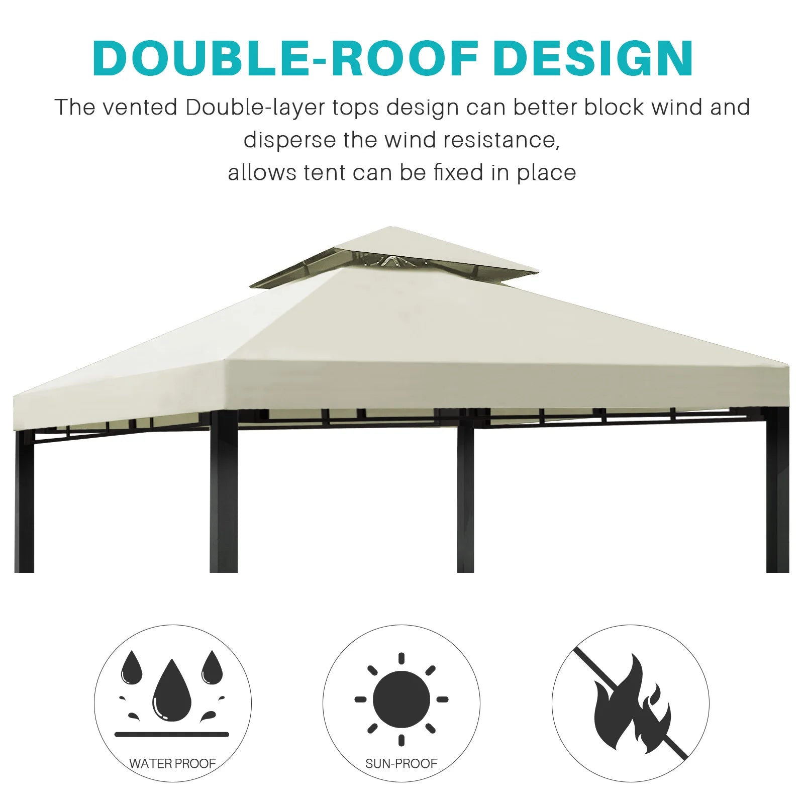 3x3m Çardak ve Veranda Gölgelik için Tente Üstü Yedeği