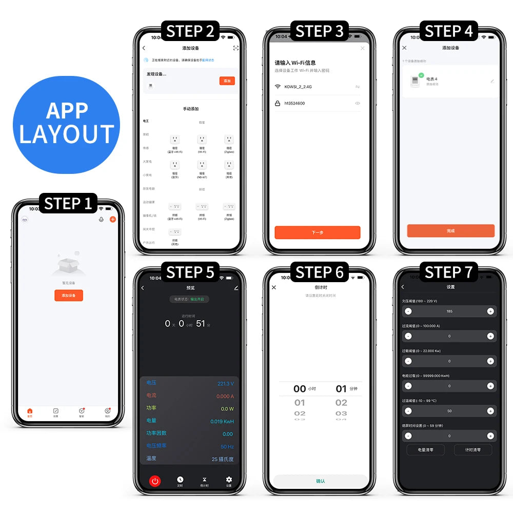Tuya WiFi 8in1 Power Meter 2P AC Energy Meter APP Control 170-270V/63A Voltage and Current Meter Electricity Meter Smart Life