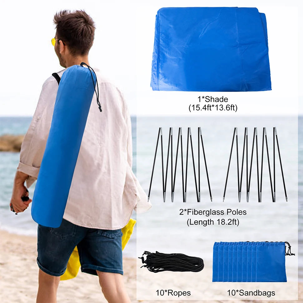 Portable Beach Sun Shelter for 4-8 People, 200 Sq. Ft.