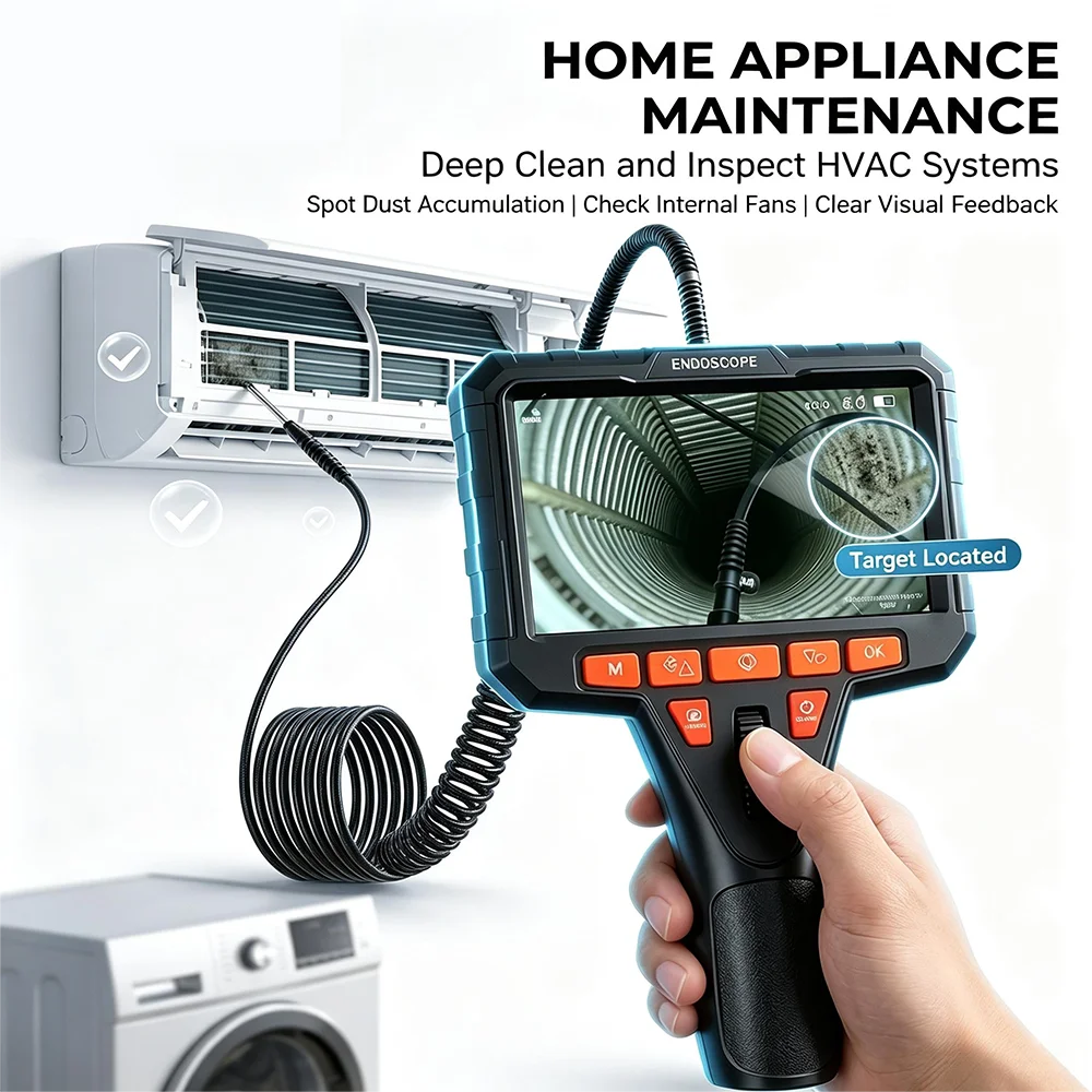 Industrial Endoscope 360° Two-Way Articulating Borescope with 4.5" IPS Screen
