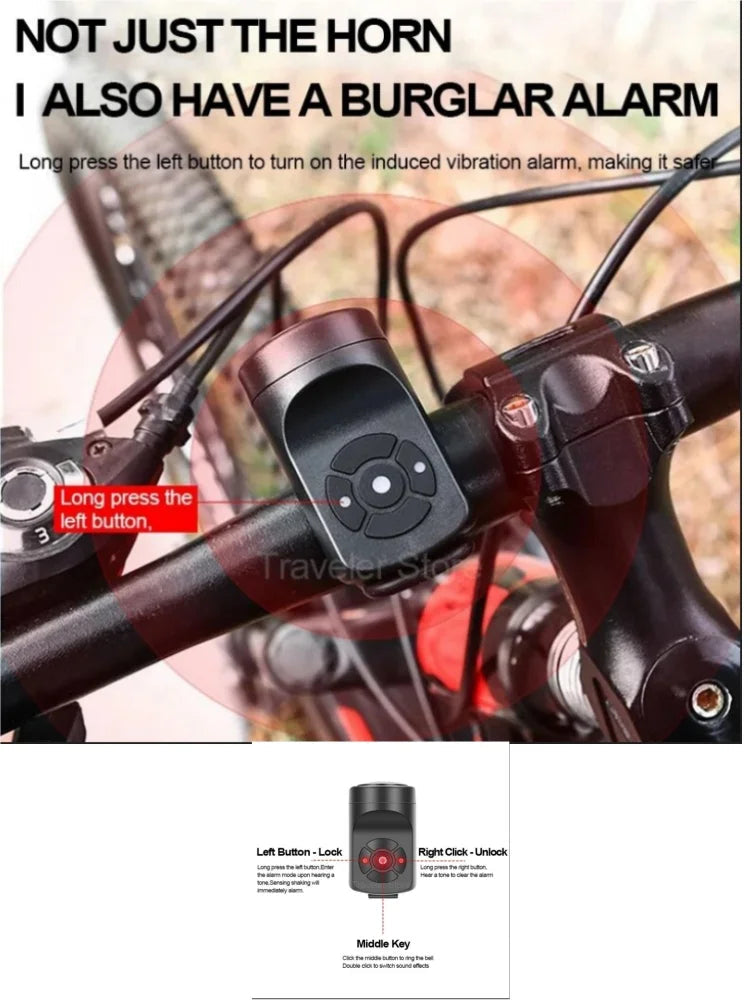 Bicycle Electric Bell Bike USB Charging Horn MTB Mountain Bike Warning Safety Ring Waterproof Bell Cycling Accessories