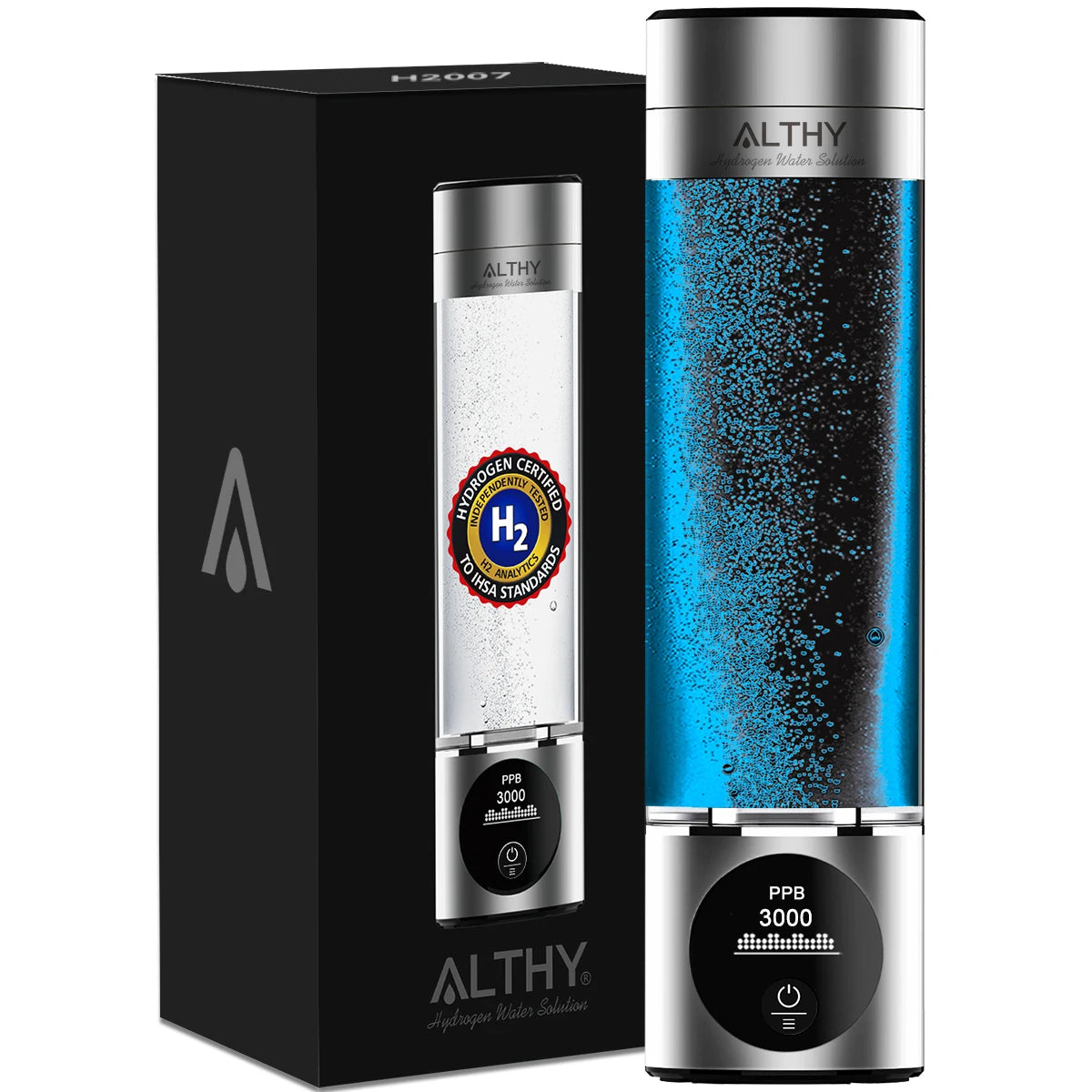 Hydrogen Water Generator Bottle with Dual Chamber & Display