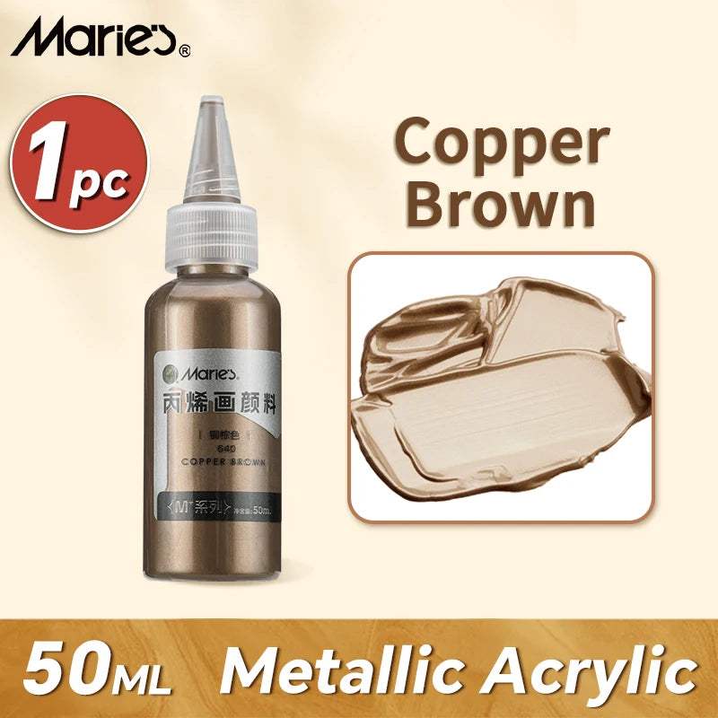 50ml Metallic Akrylmaling i Perlemorsagtig Guld & Sølv