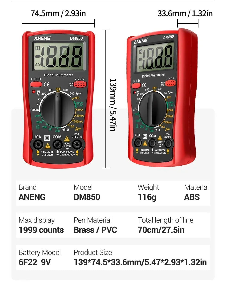 DM850 Digital Multimeter - 1999 Counts