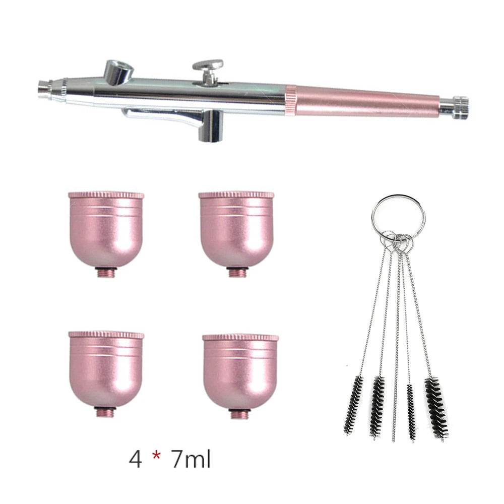 Airbrush Spray Gun for Painting Nails Modeling Crafts Cake Mini Spray Gun 0.3mm Nozzles Portable Airbrush Gun with Cleaning Kit