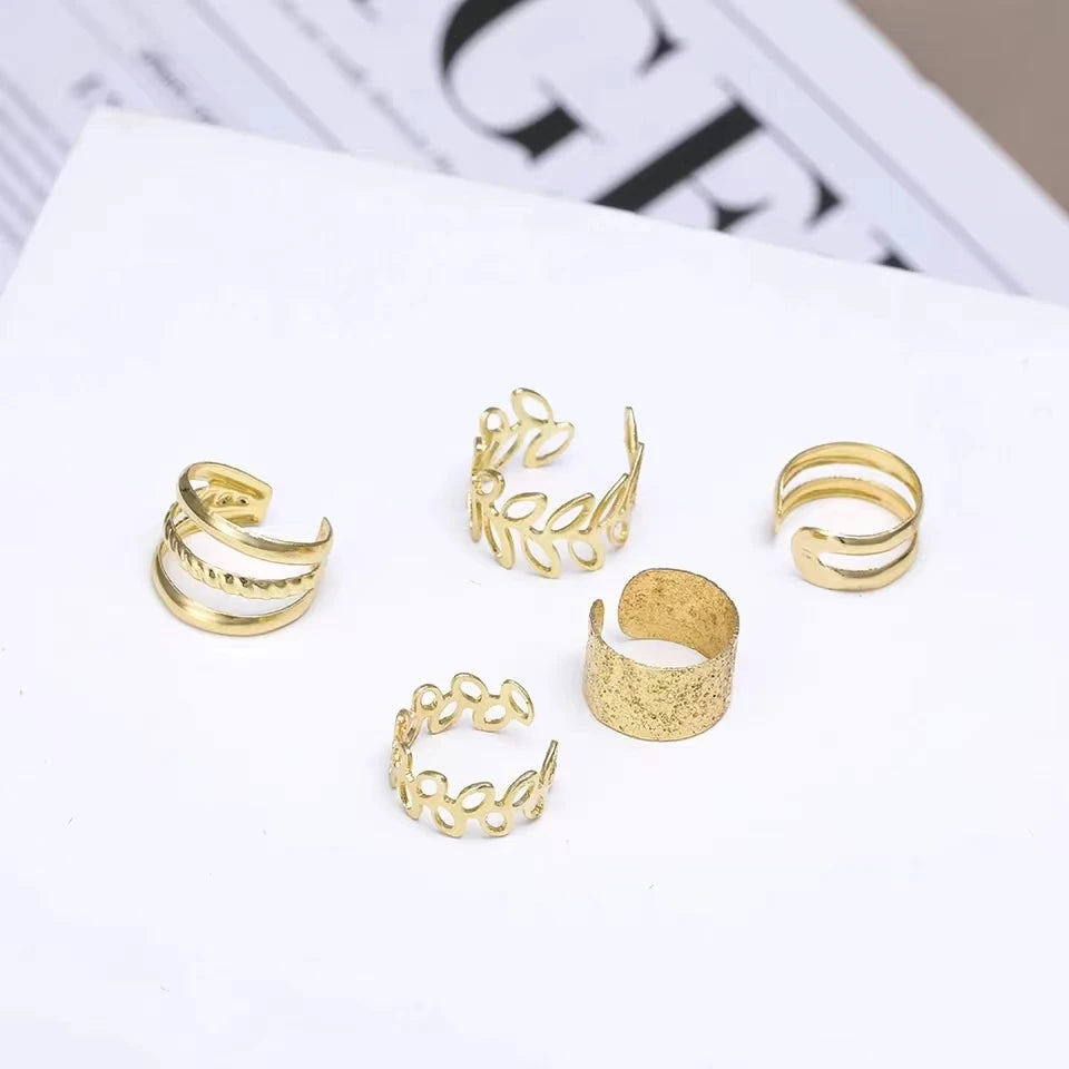 Chic Gold Color Leaves Ear Cuff Black Non-Piercing Ear Clips Fake Cartilage Earrings Clip Earrings For Women Daily Jewelry