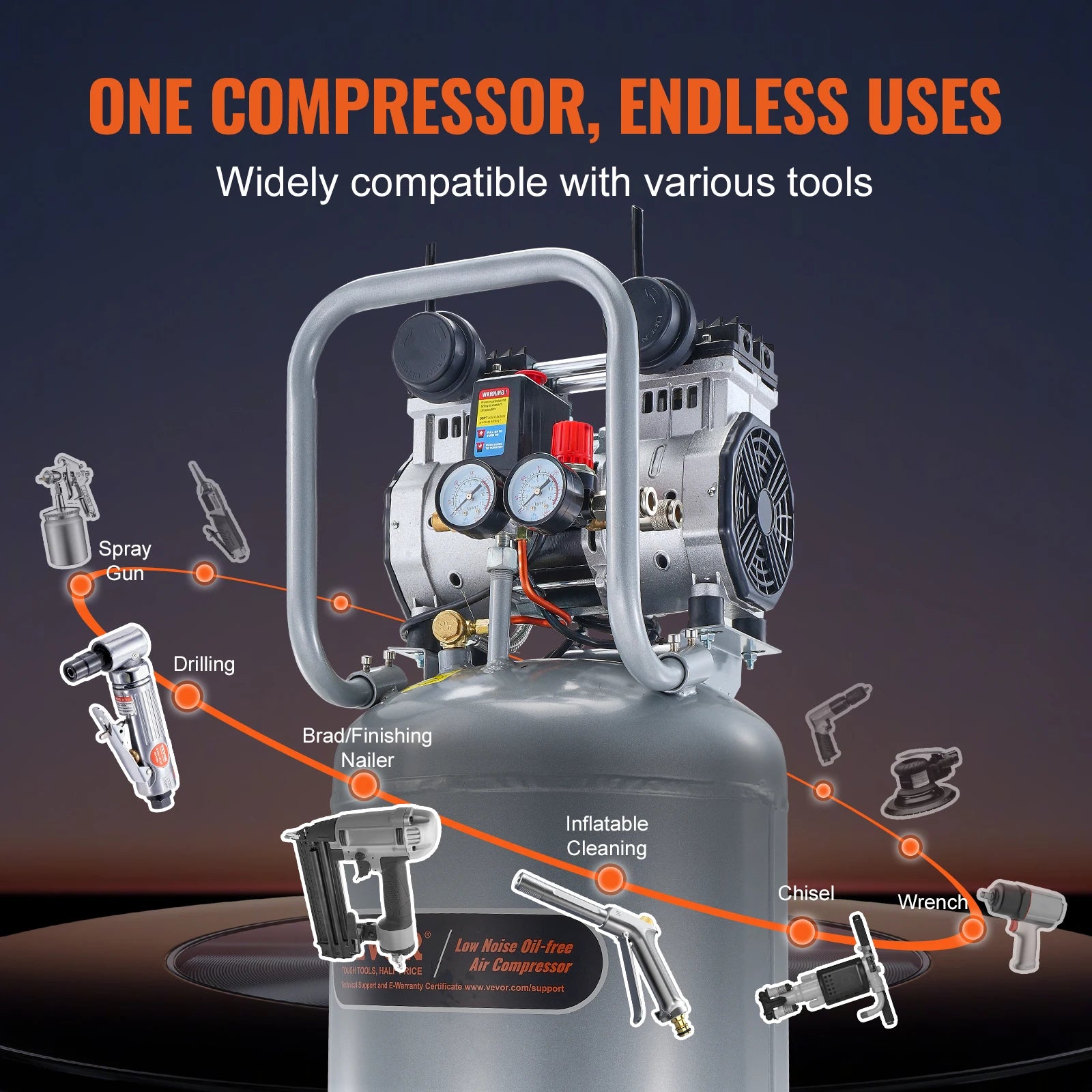 Bezolejový vzduchový kompresor 13 galonů, 2 HP, 125 PSI pro použití v garáži