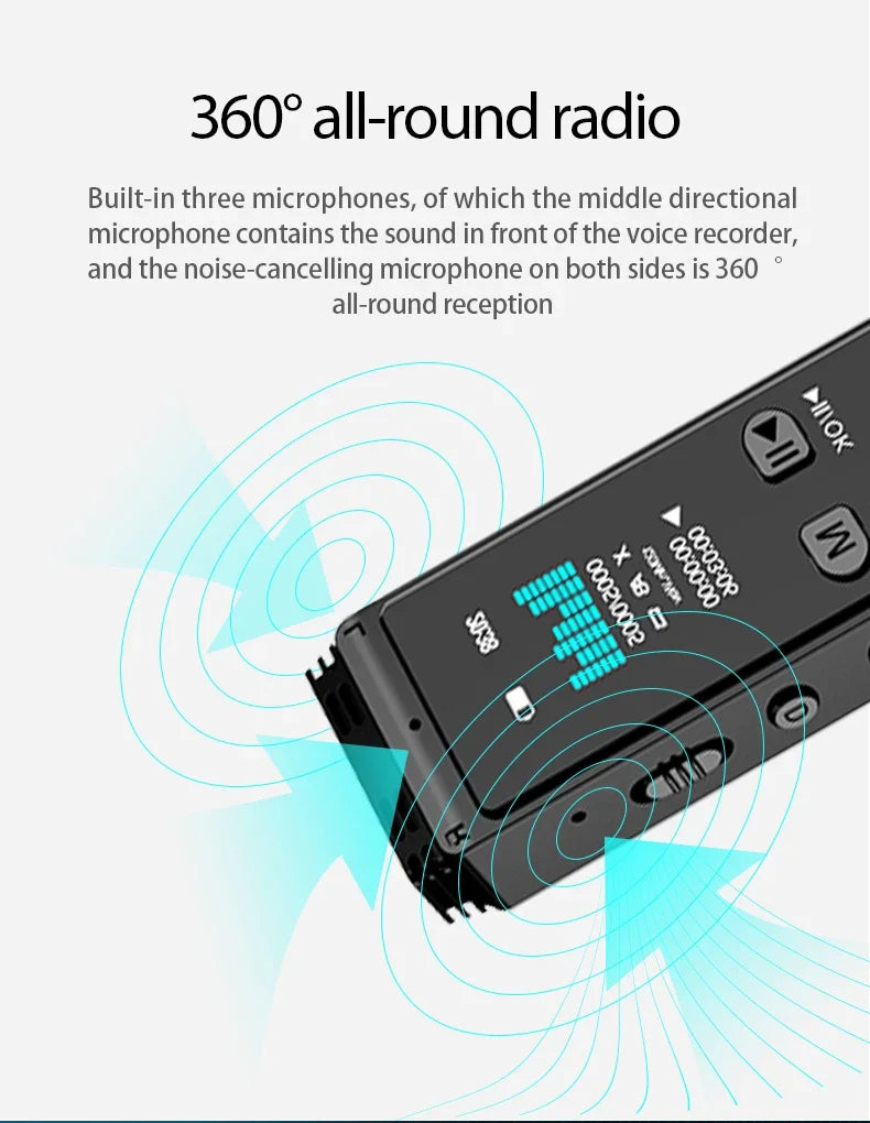 Voice Activated Recorder Bluetooth Digital Professional Sound Recording Device Audio Listening Dictaphone STTWUNAKE