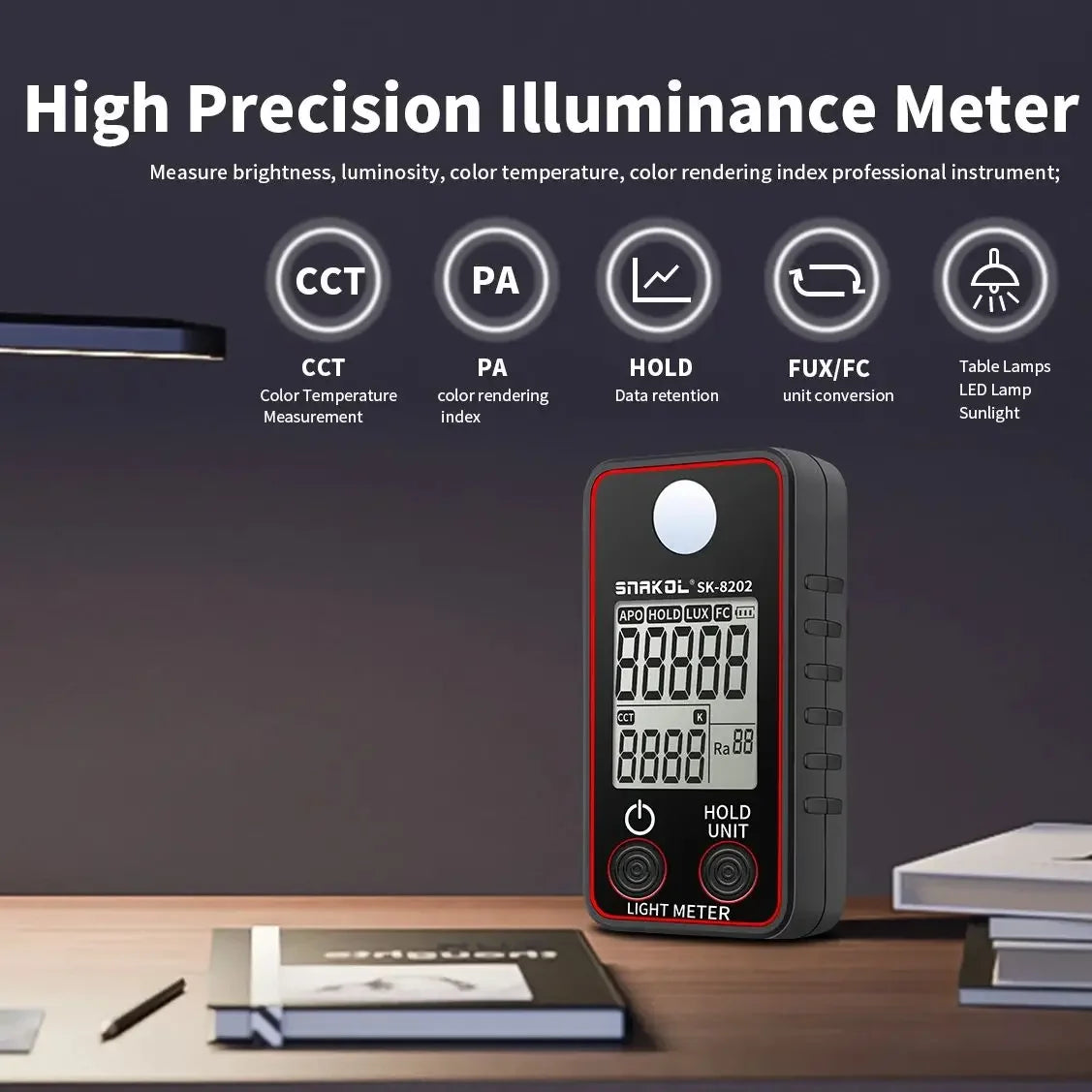 Meter de lumină digital cu opțiuni de model de măsură
