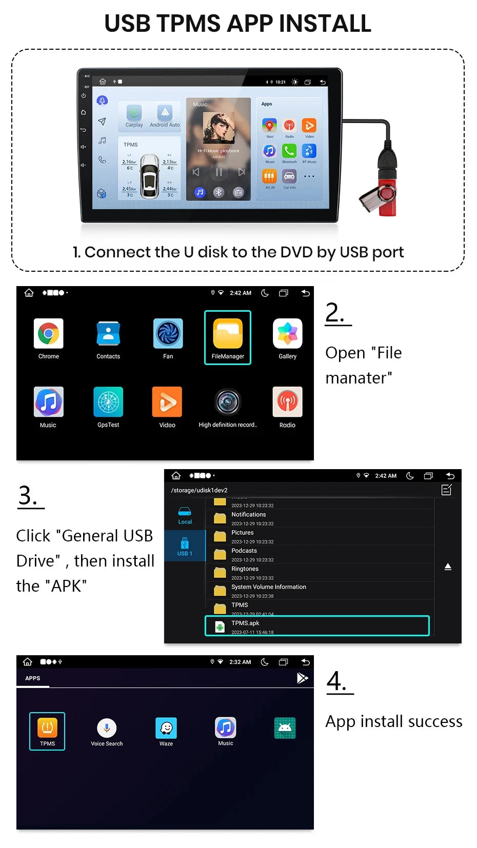 USB Tire Pressure Monitoring System with Internal Sensors