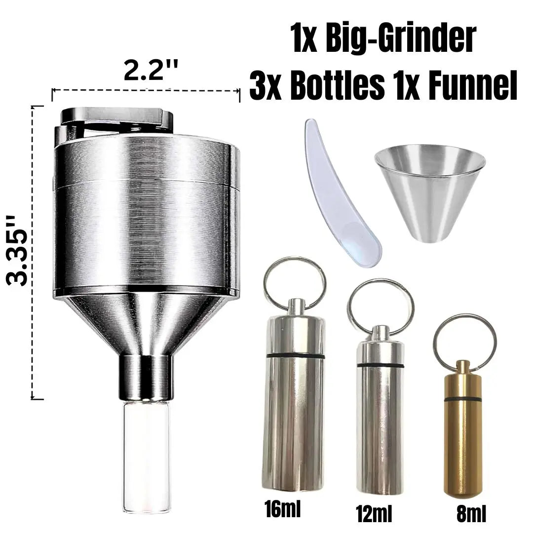 Manual Spice Grinder Set with Funnel and Vials