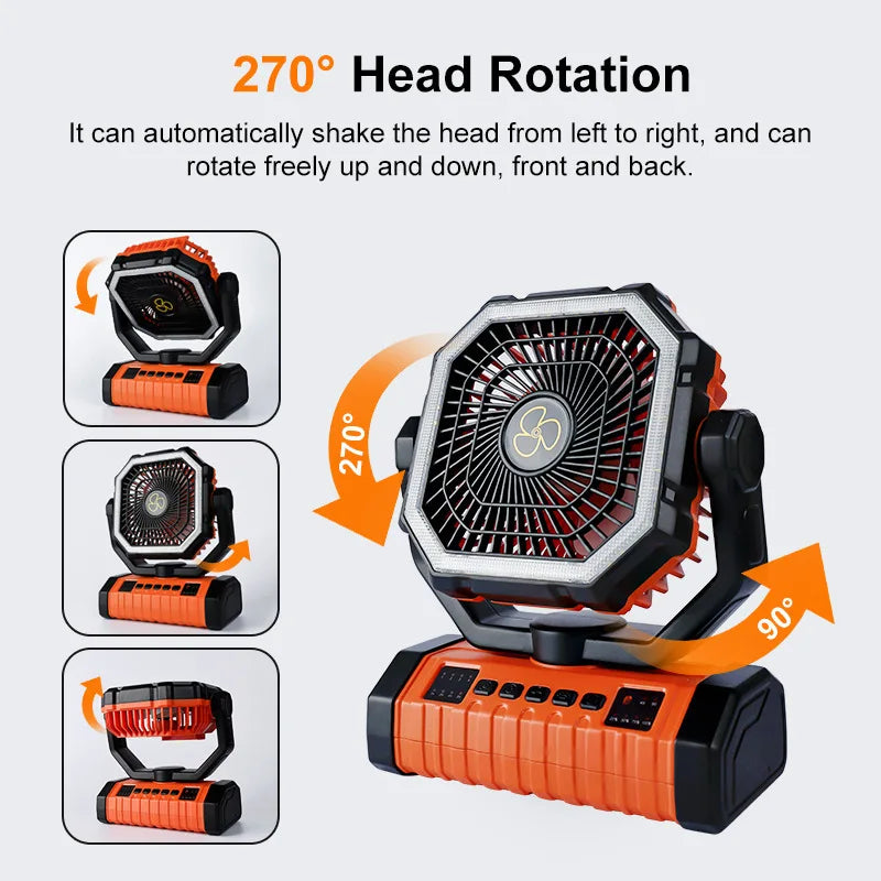 20000mAh Rechargeable Portable Fan with LED Light