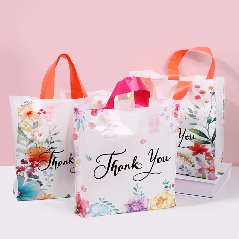 10/20/30 kom Hvala Vam poklon torbe cvjetni dizajn plastične torbe za vjenčanje rođendansku zabavu pakiranje poklona Dan zahvalnosti Božić