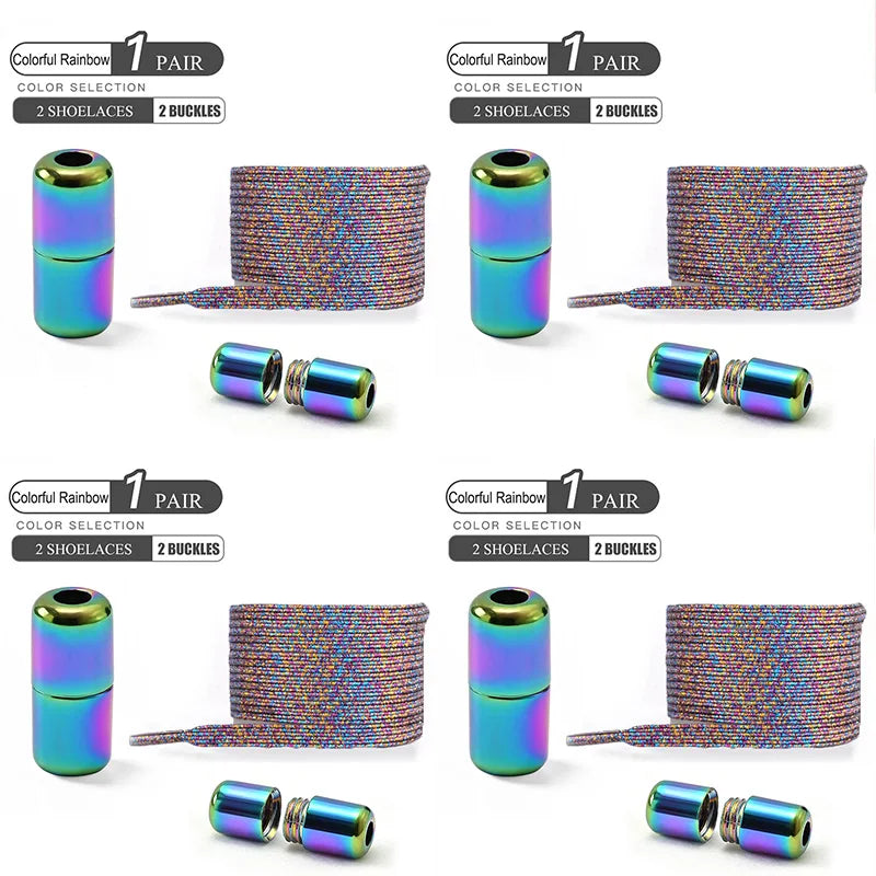 1Pair/2Pairs/4Pairs No Tie Shoe Laces Colorful Buckle Shoelaces Pearl Light Colorful Fashion Without Ties Elastic Laces Sneaker