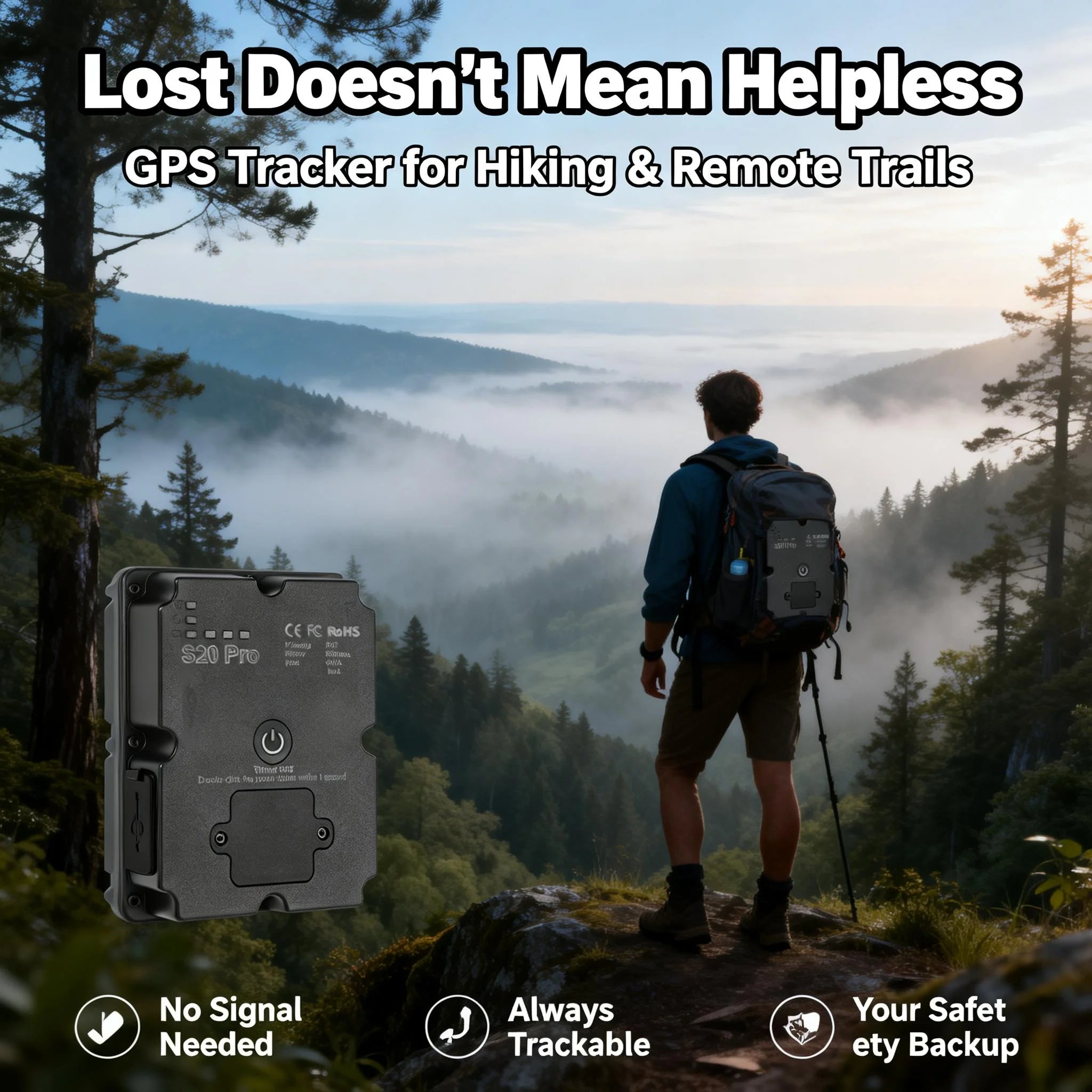 Traceur GPS 4G avec SOS pour Randonnée, Trekking et Sécurité en Plein Air