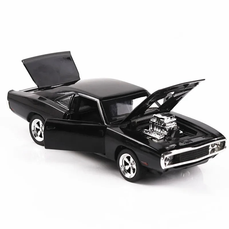 Modelo de carro em liga metálica à escala 1:32 de Velocidade Furiosa, com som e luz, miniaturas e veículos de brincar, carro de recuo, brinquedos de coleção
