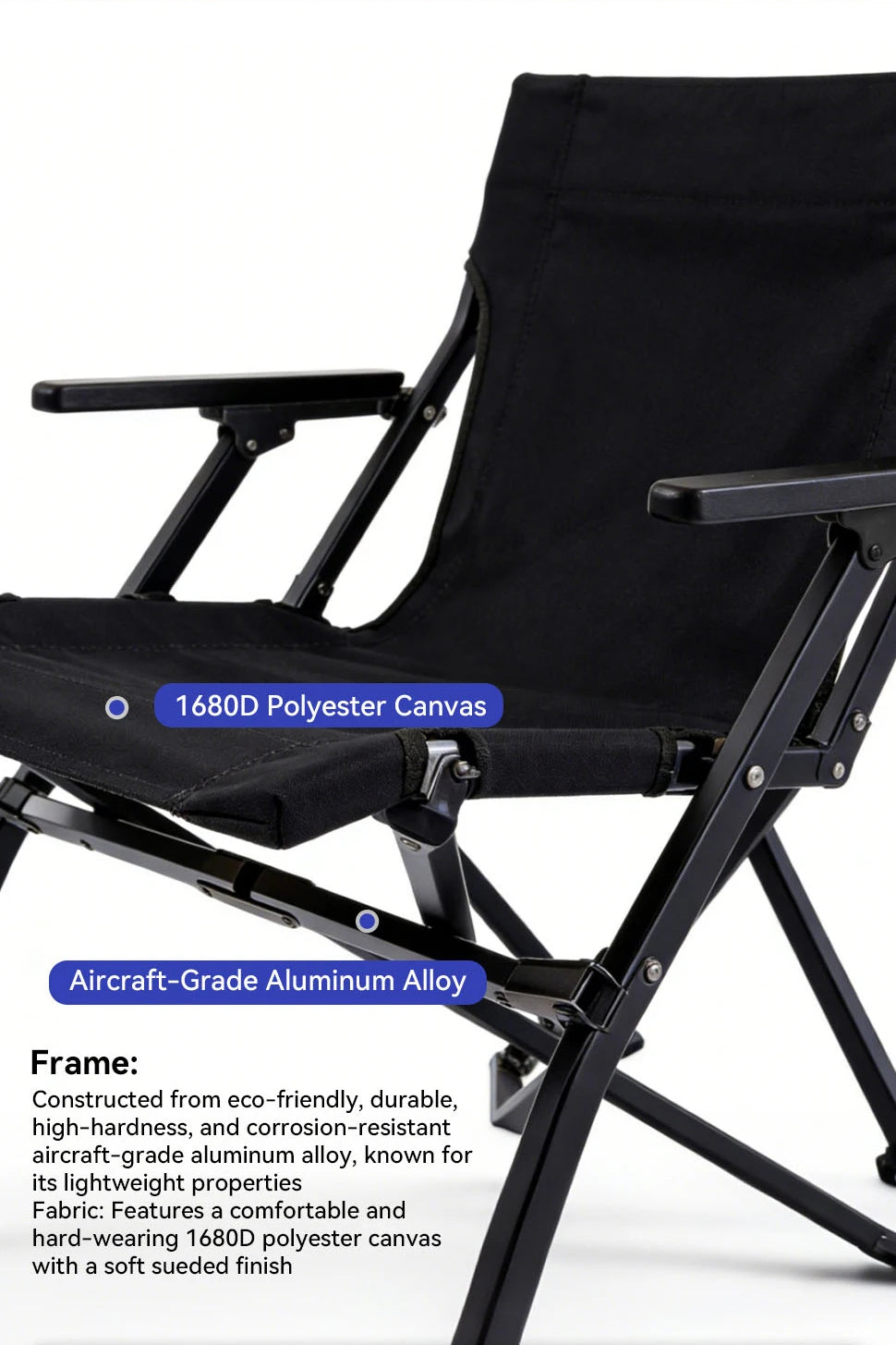 Folding Outdoor Chair with High Back and Handrails