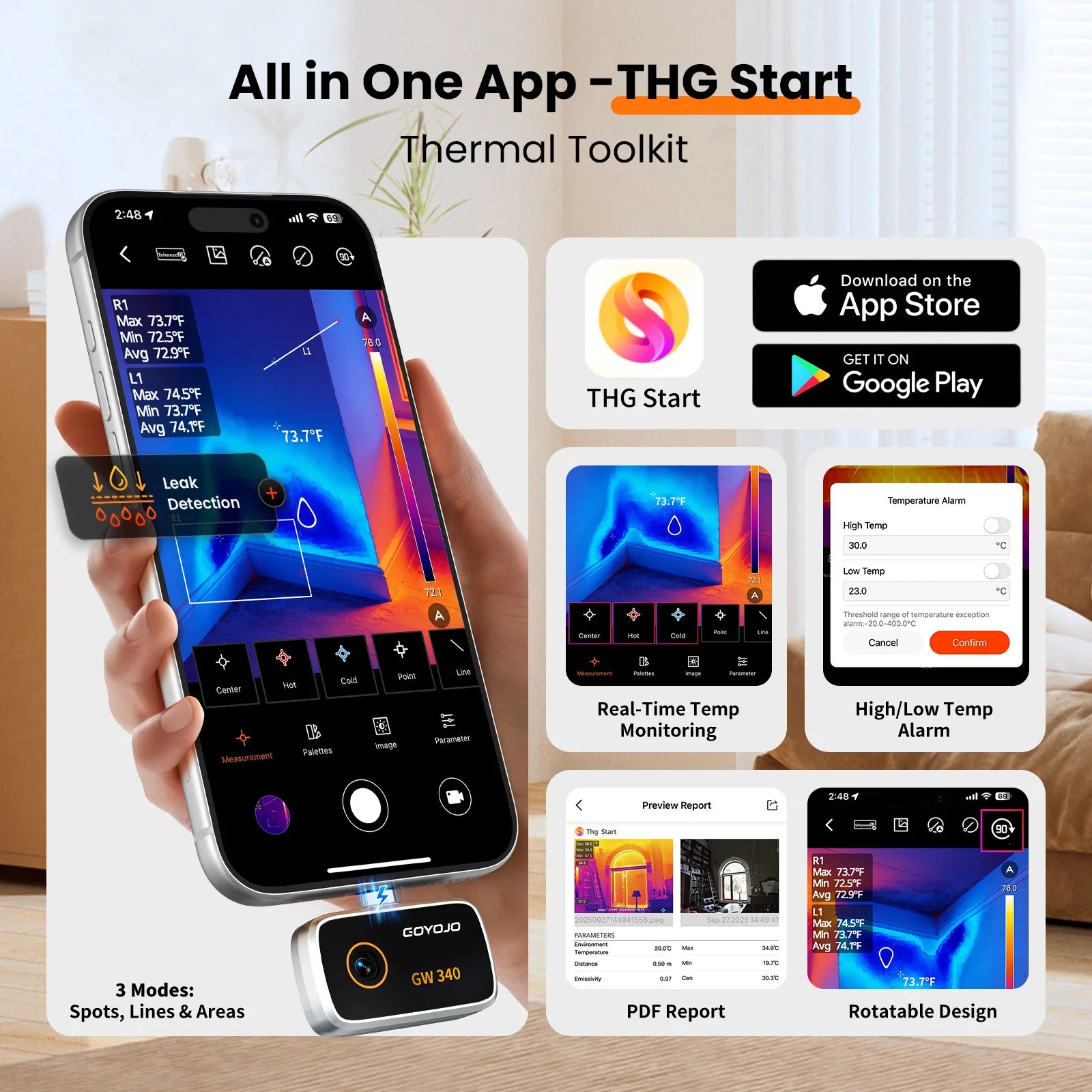 USB-C Thermal Camera 512x384 for iPhone 15+ & Android