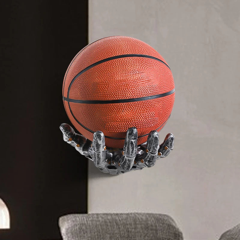 Wall-Mounted Robotic Arm Rack for Basketball and Football