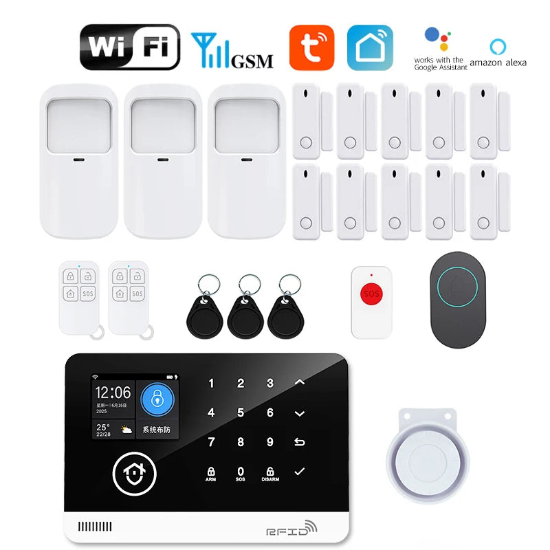Tugard Tuya Smart Domový Bezpečnostný Alarm SystémKit WiFi GSM Bezdrôtový 120dB siréna Pohybový senzor Aplikácia na diaľkové ovládanie Domáci asistent Alarmas Para Casa