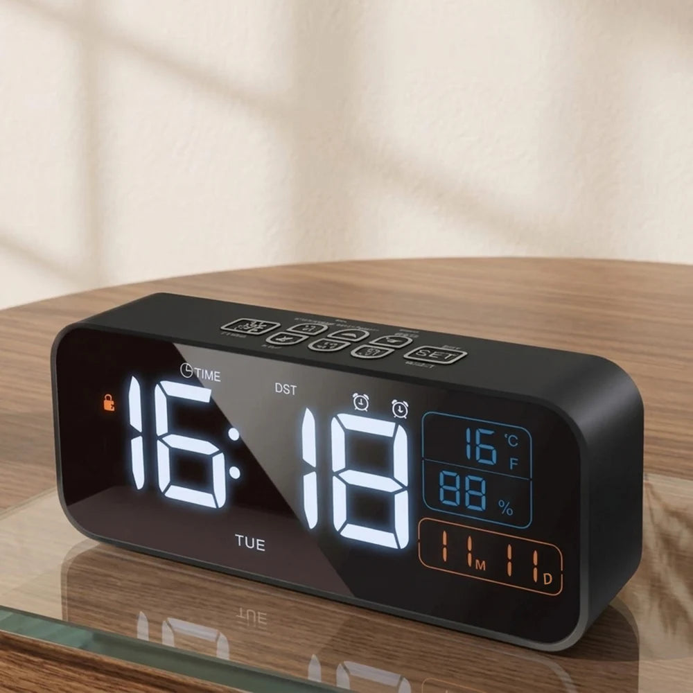 Digital Dual Alarm Clock with Temperature and Humidity