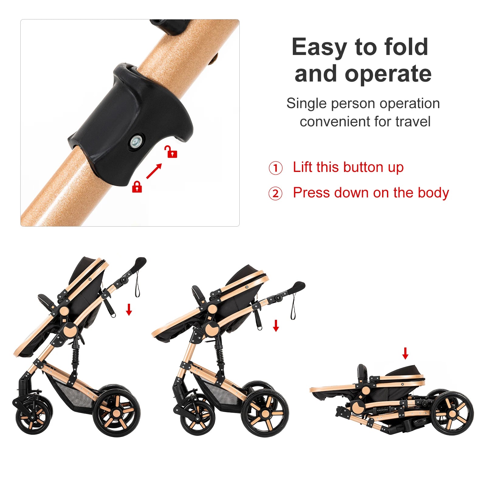 Baby Stroller 3‑in‑1 Lightweight Travel System