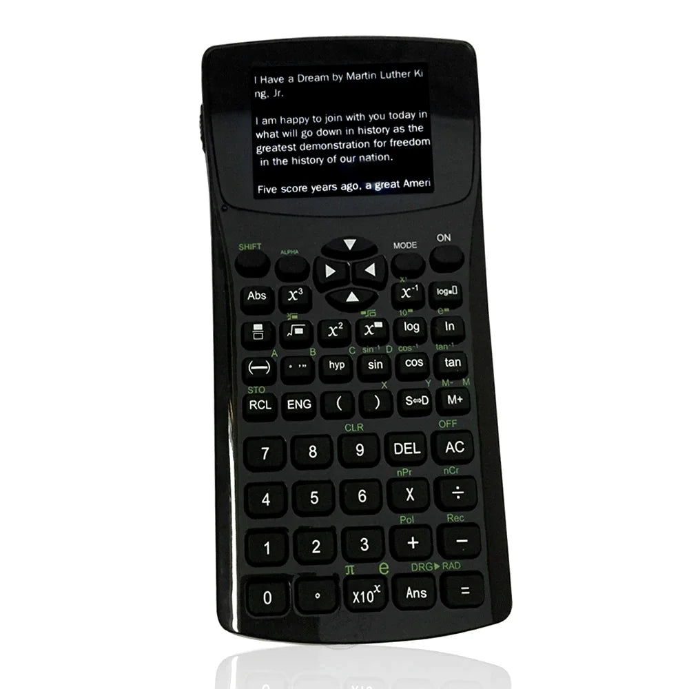 Multifunctionele tekstleescalculator met eBook-lezer, videospeler, muziekspeler, privacy scherm, één-toets vergrendeling, snelkoppeling naar boekdocument