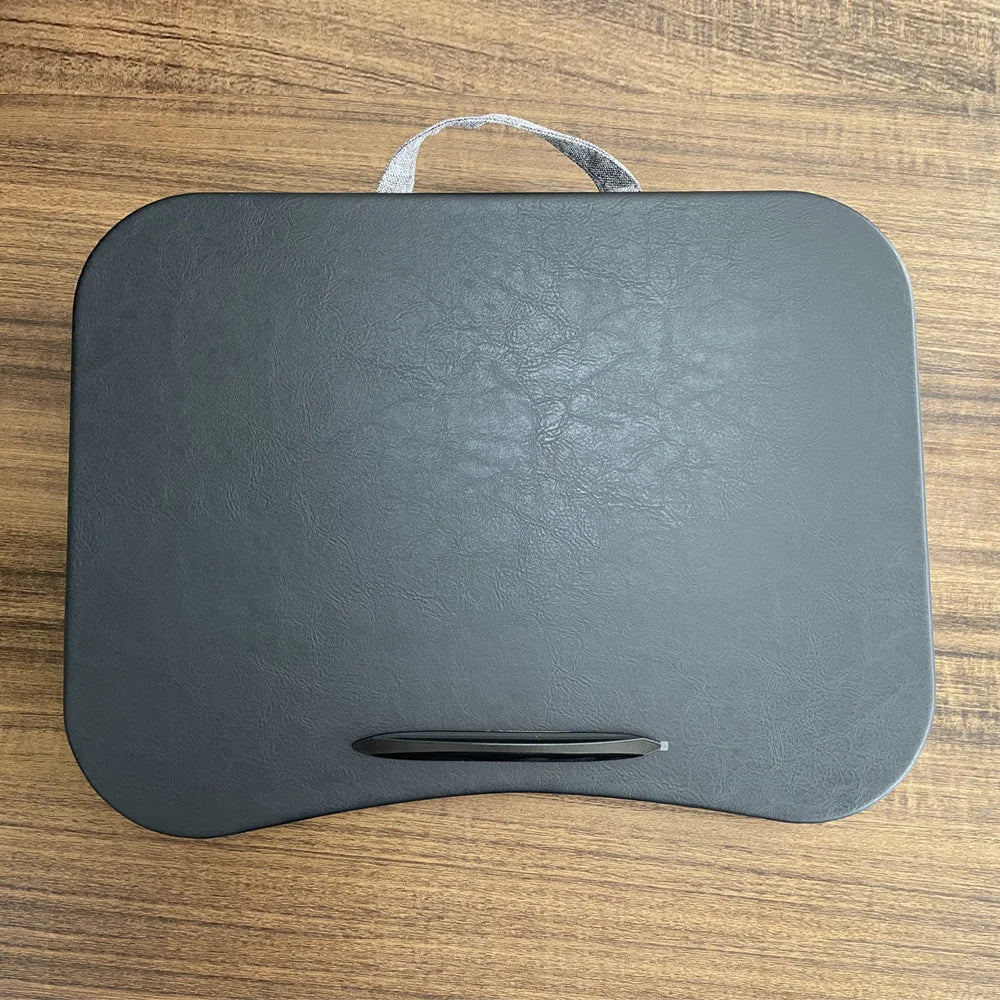 Cushioned Laptop Lap Desk with Wood Surface & Built-In Mouse Pad