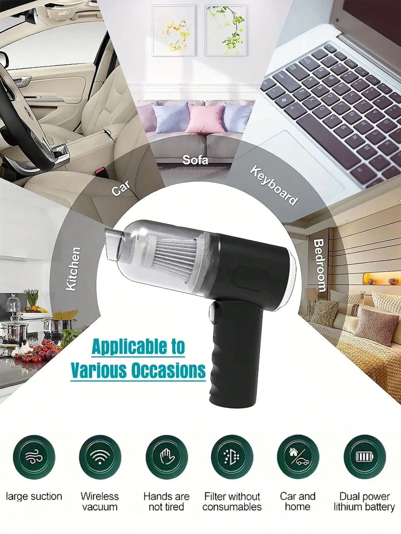 Cordless Handheld Vacuum Cleaner for Car, Home and Pet Hair