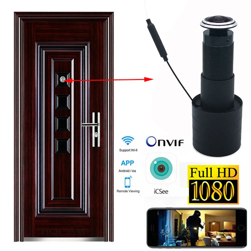 1080P WiFi Peephole Video Door Viewer with Motion Detection and Two-Way Audio
