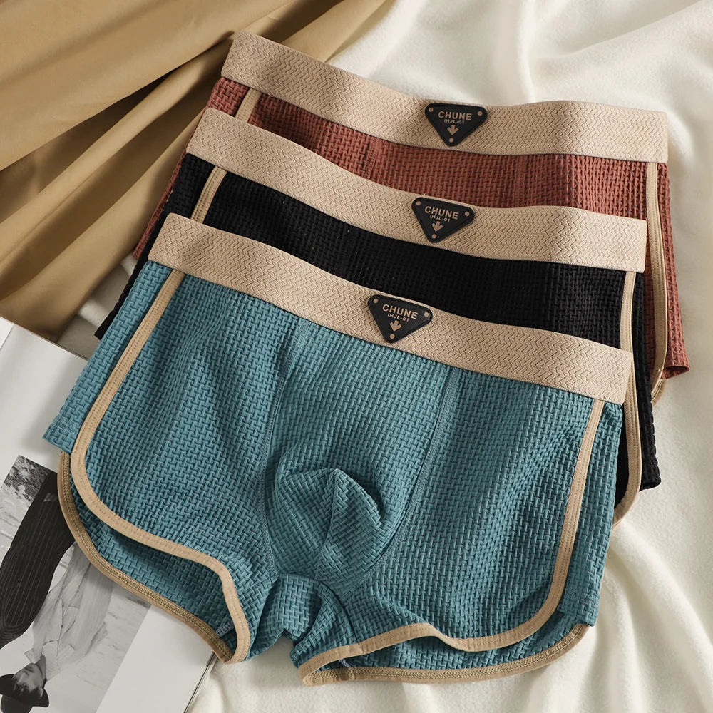 Calzoncillos bóxer de malla elástica para hombre, paquete de 3