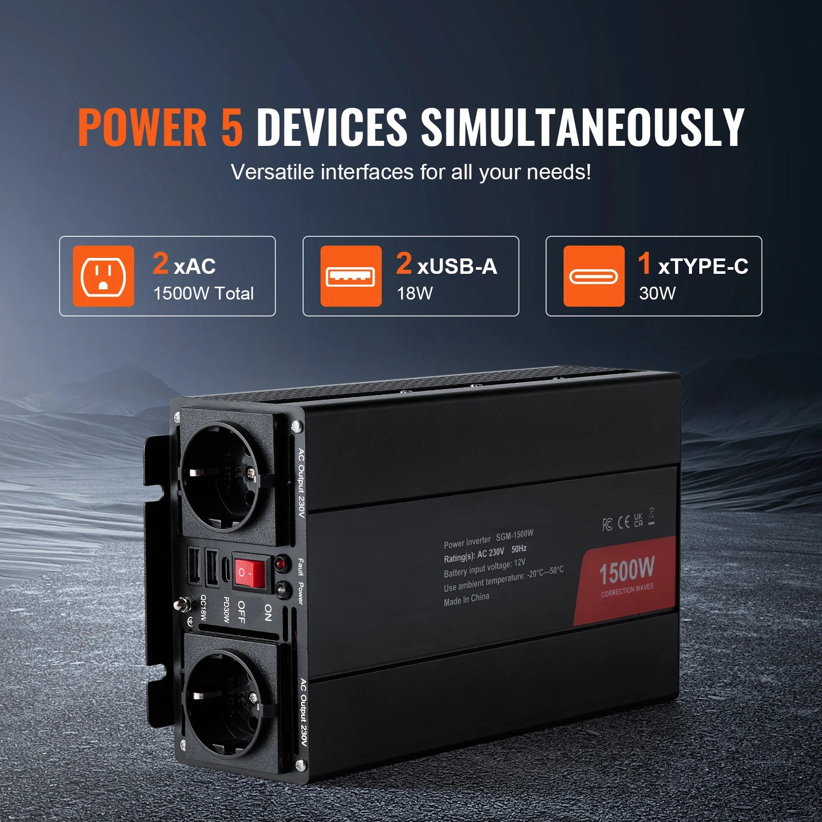 Inverter snage s modificiranim sinusnim valom 1500W–5000W za kućnu i putnu upotrebu