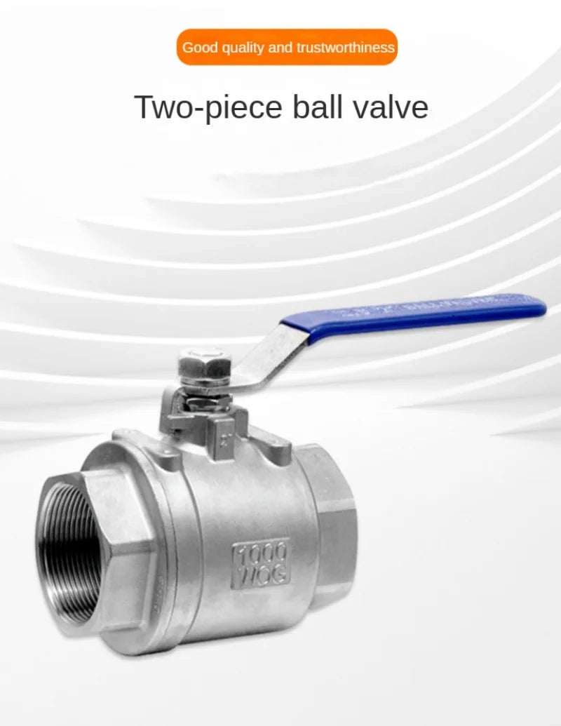 Valvola a sfera in acciaio inox con design a passaggio totale e maniglia in vinile