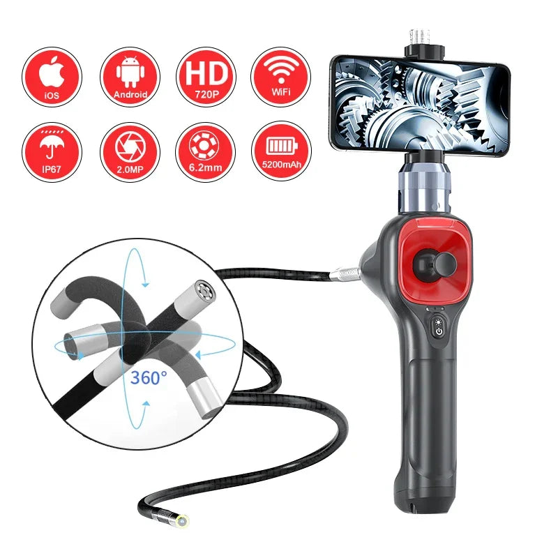 Articulating Borescope 6.2mm 4‑Way Inspection Camera