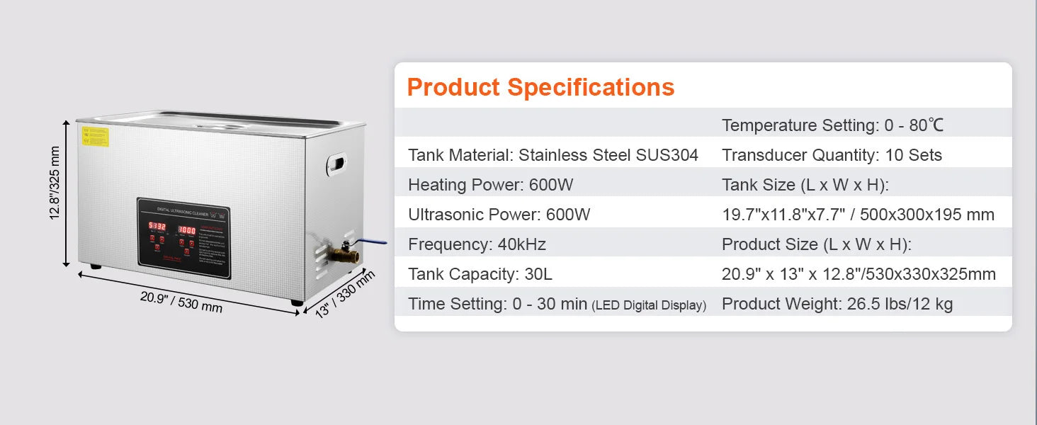 Ultrasonic Cleaner 2L–30L Stainless Steel Deep Cleaning Machine