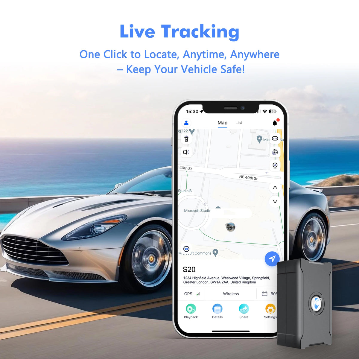 Wireless GPS Tracker for Car with Real-Time Alerts