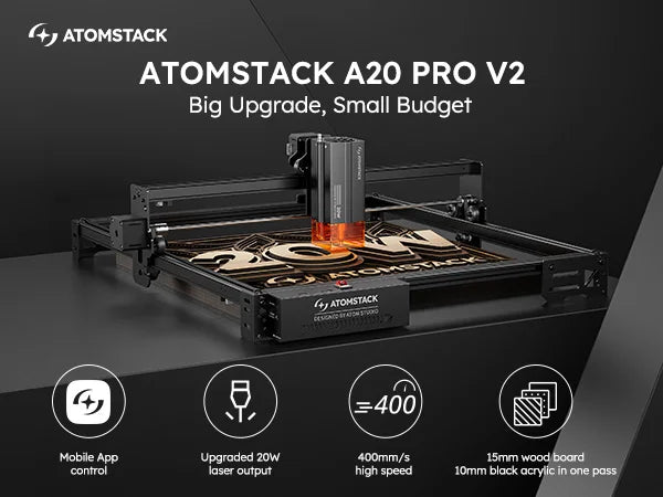 20W Laser Engraver with 400×400mm Area & Bluetooth Control