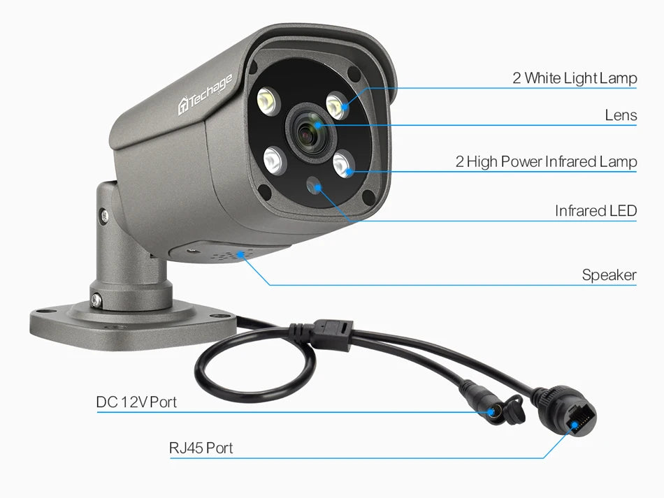 4MP 5MP 8MP PoE IP Security Camera with Two-Way Audio and AI Motion Detection