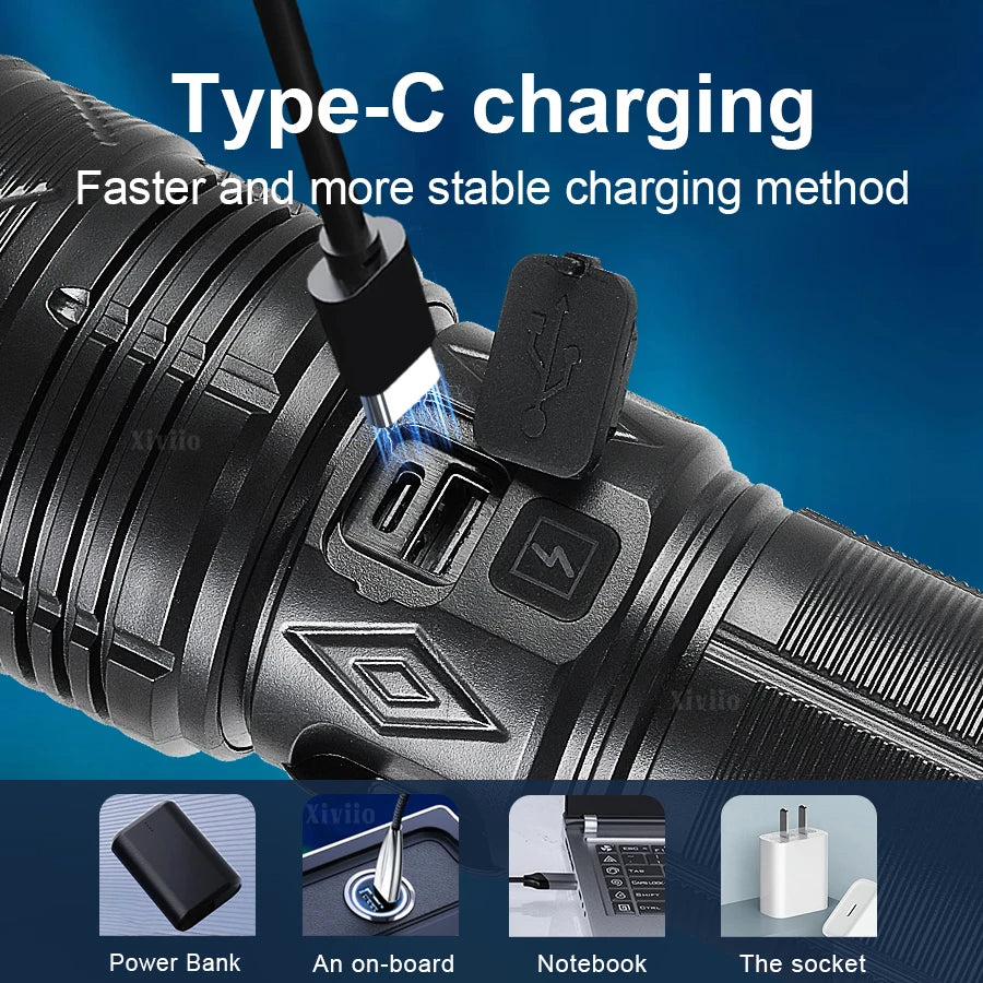 2026 New Upgrade Ultra Powerful Flashlights Rechargeable LED Tactical Torch Super Bright Lamp Outdoor Adventure Fishing Camping