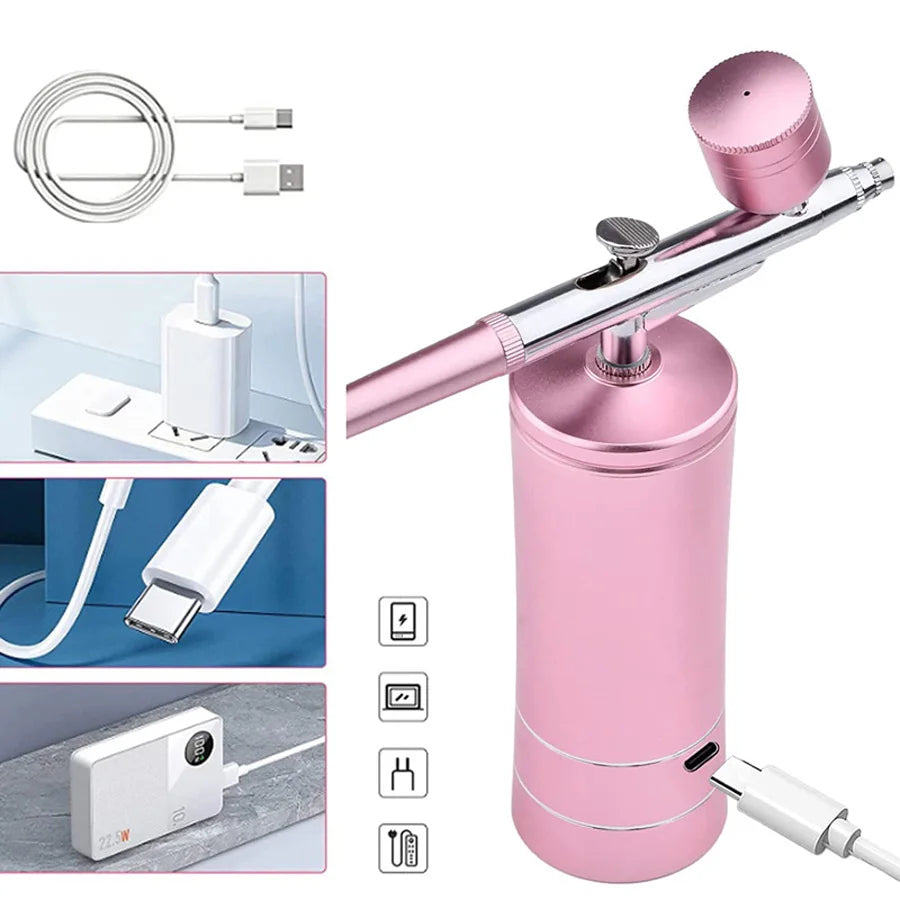 High Pressure Nano Hydration Oxygen Injection Instrument Handheld Facial Spray Gun Essence Introduction Home Atomizer Instrument