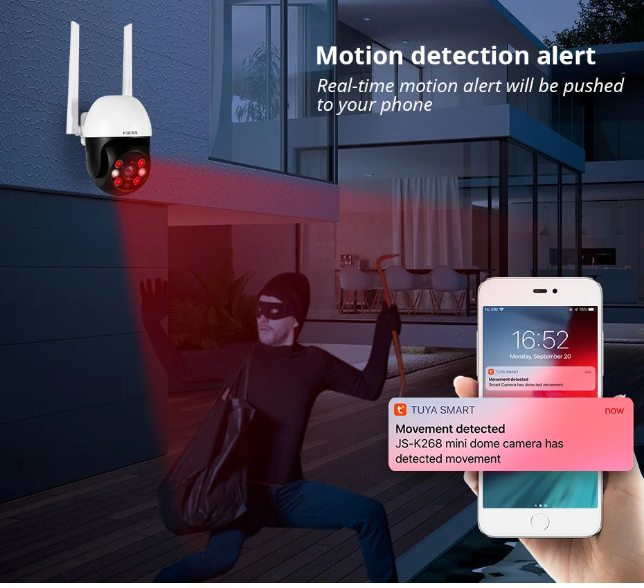 8MP 4K Outdoor PTZ WiFi Security Camera with AI Human Detection
