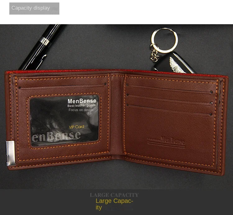 Fashion Casual Men's Short Wallet - Multi-functional Draw Card Holder for Men, Slim Cardholder Bags with Free Shipping