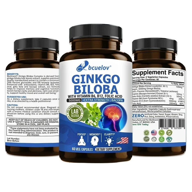 Ginkgo, suplimente de vitamina B6 și B12 capsule